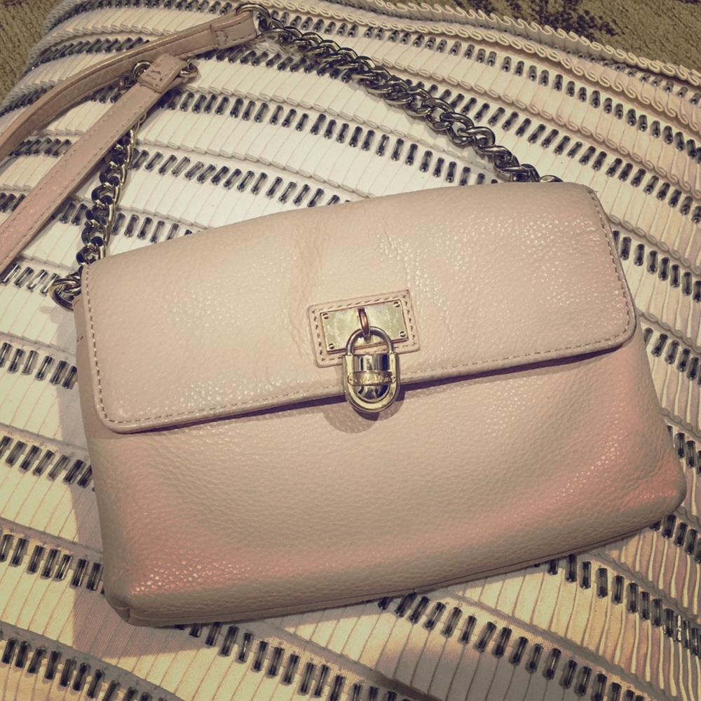 Calvin Klein genuine leather nude crossbody purse